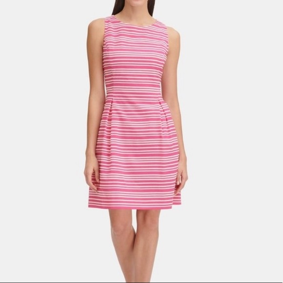 Tommy Hilfiger Dresses & Skirts - TOMMY HILFIGER STRIPE DRESS PINK WHITE SLEEVELESS SIZE 10 PETITE NEW 10P
